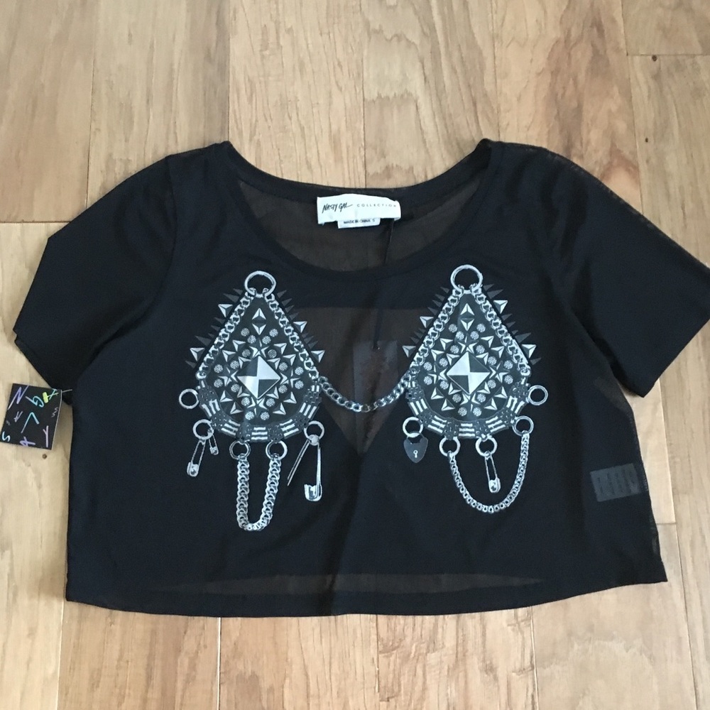 Nasty Gal Studded Bra Crop Top Small